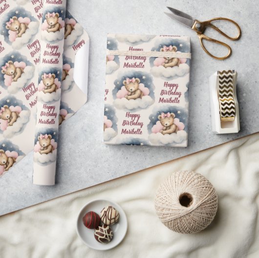 Celestial Baby Beer Gepersonaliseerd Meisjes Verja Cadeaupapier (Crafts)