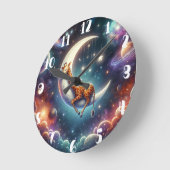 Celestial Baby Giraffe Slapen op Moon & Stars Ronde Klok (Hoek)