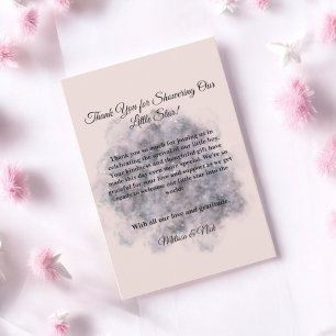 Celestial Baby shower Roze Waterverf Baby Meisje Bedankkaart