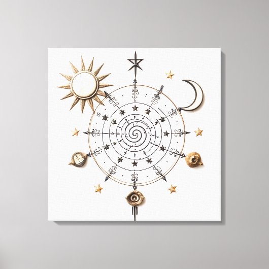Celestial Balance Mandala Stretched Canvas Print (Voorkant)