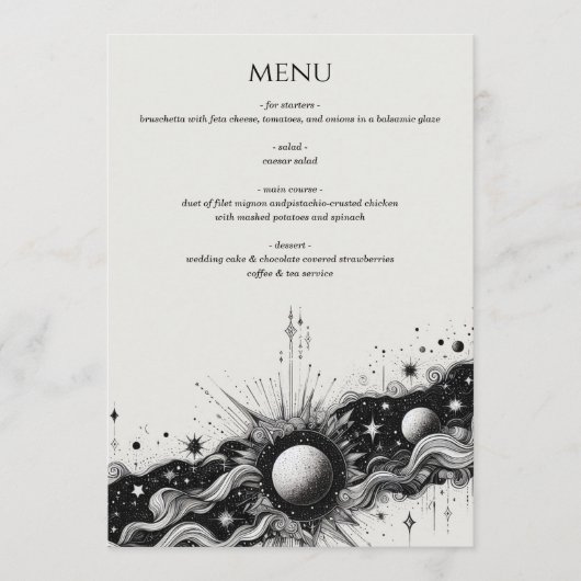 Celestial Band Bruiloft Menu (Voorkant)