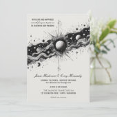 Celestial Band Bruiloft Uitnodiging met QR Code (Staand voorkant)