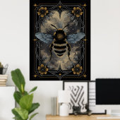 Celestial Bee Poster - Gotische Botanische Insecte (Thuiskantoor)