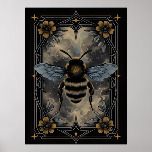 Celestial Bee Poster - Gotische Botanische Insecte (Voorkant)