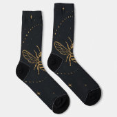 Celestial Bee Trail – Elegant Cosmic Gold Design Sokken (Rechts)