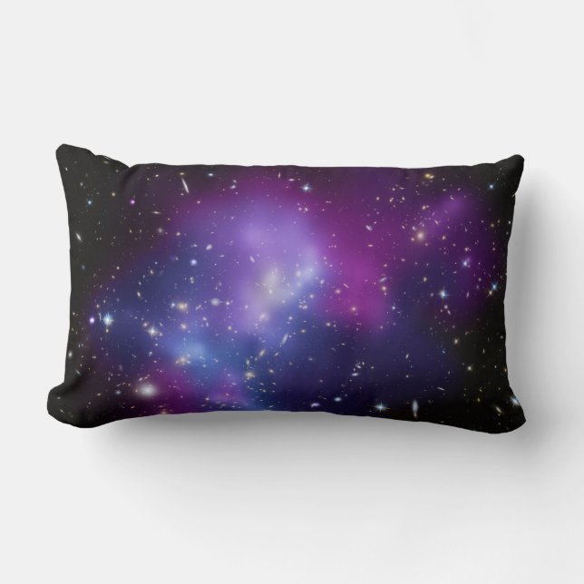 Celestial Black Blue en Paars Galaxy Cluster Kussen (Voorkant)