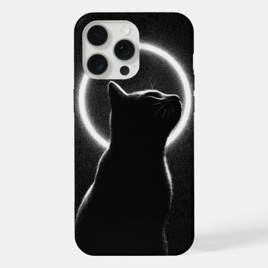 Celestial Black Cat Lunar Halo Phone Case (Verso)