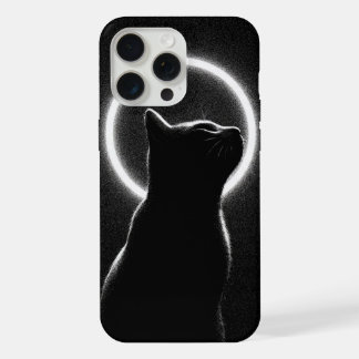 Celestial Black Cat Lunar Halo Phone Case iPhone 15 Pro Max Hoesje