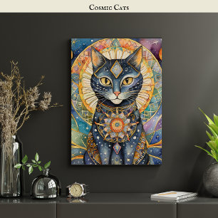Celestial Black Cat SRT Kosmische Kat Magic Spirit Poster