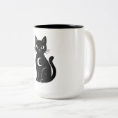 Celestial Black Cat with Crescent Moon | Mystical Tweekleurige Koffiemok (Voorkant rechts)