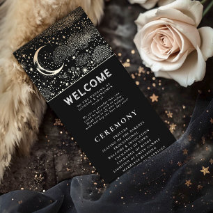 Celestial Black en Gold Wedding Programma's