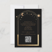 Celestial Black Gold QR Code Quinceañera Kaart (Achterkant)