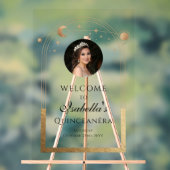 Celestial Black Gold Quinceañera Anniversaire Bien (Neutre)