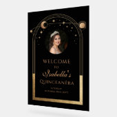 Celestial Black Gold Quinceañera Anniversaire Bien (Angle)