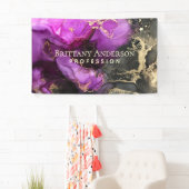 Celestial Black Paars Gold Abstract Business Spandoek (Insitu)