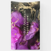 Celestial Black Paars Gold Abstract Business Spandoek (Verticaal)