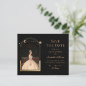 Celestial Black Save The Date Verjaardag Quinceane (Staand voorkant)
