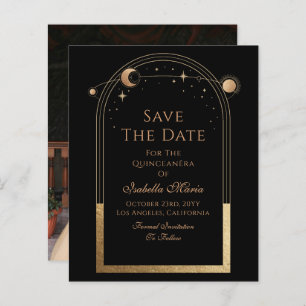 Celestial Black Save The Date Verjaardag Quinceane