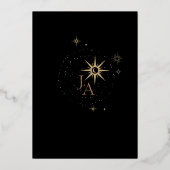 Celestial Black Stars en gouden bruiloft Folie Uitnodiging (Achterkant)