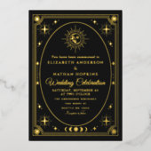 Celestial Black Tarot Kaart bruiloft Folie Uitnodi (Voorkant)