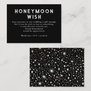 Celestial Black Wedding Honeymoon Wish Informatiekaartje