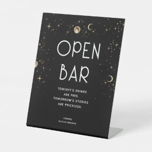 Celestial Black Wedding Open Bar Reclamebord Met Voetstuk