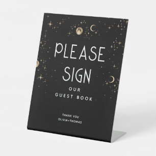Celestial Black Wedding Sign Ons gastenboek Reclamebord Met Voetstuk