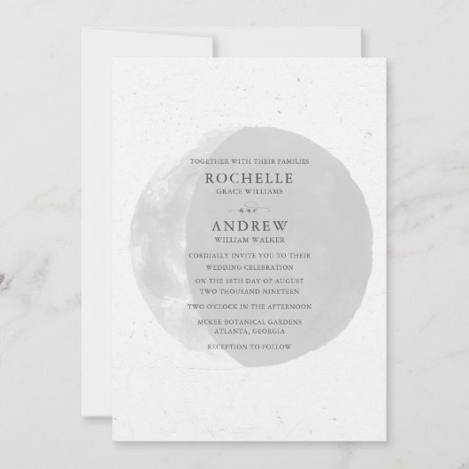 Celestial Black White Moon Wedding Invitation Kaart (Voorkant)