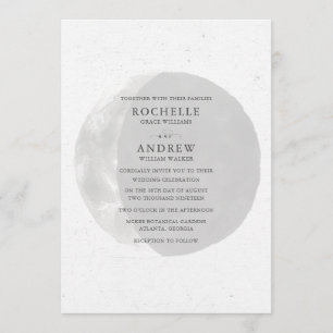 Celestial Black White Moon Wedding Invitation Kaart
