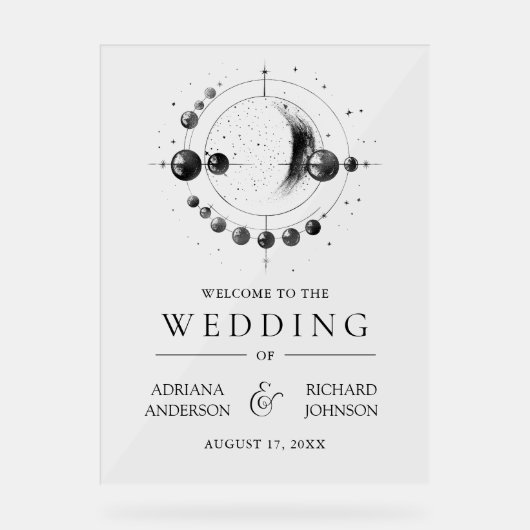 Celestial Black White Moon Wedding Welcome (Recto)