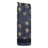 Celestial Blauw en Gouden Monogram Naam Thermosbeker (Geroteerd rechts)