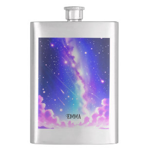 Celestial Blauw en Roze Galaxy Aangepaste Naam Flacon