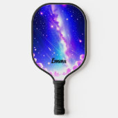 Celestial Blauw en Roze Galaxy Aangepaste Naam Pickleball Paddle (Voorkant)