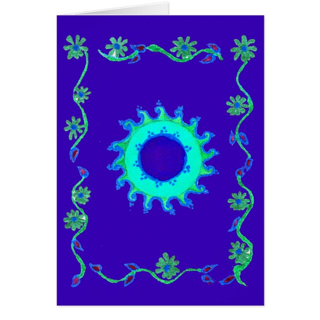 Celestial Bloom: Iridescent Blue Cyan Floral Motie (Voorkant)