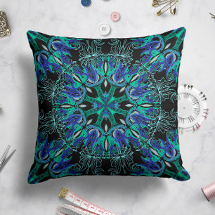 Celestial Bloom Kussen in Zwart