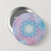 Celestial Bloom – Sacred Geometry Ronde Button 7,6 Cm (Voorkant /achterkant)
