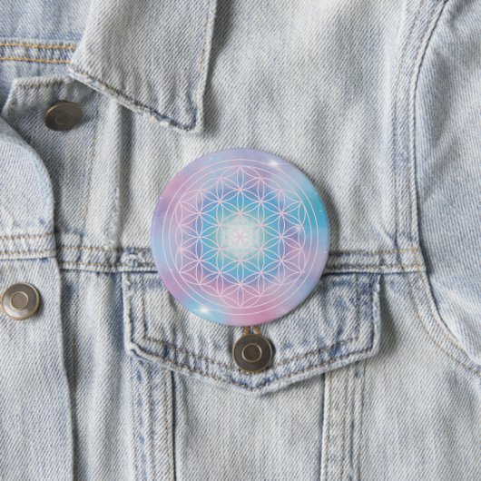 Celestial Bloom – Sacred Geometry Ronde Button 7,6 Cm (In situ)