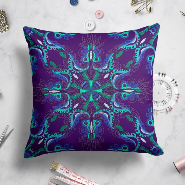 Celestial Bloom Star Pillow in Paarse kleuren Kussen (Creator heeft geüpload)