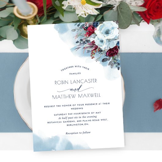 Celestial Blooms Blauw, Paarse, Rode Bloemen Bruil Kaart