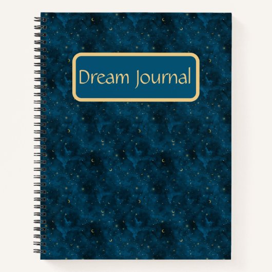 Celestial Blue and Gold Starry Night Dream Journal (Devant)