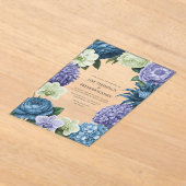 Celestial Blue, Frosted Indigo & Silver Pebble Acryl Uitnodigingen (Laagn)