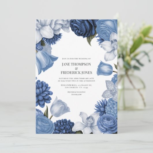 Celestial Blue, Frosted Indigo & Silver Pebble Kaart (Staand voorkant)