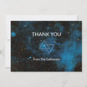 Celestial Blue Galaxy Cosmic Minimalist Chic Cool Bedankkaart (Voorkant)
