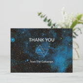 Celestial Blue Galaxy Cosmic Minimalist Chic Cool Bedankkaart (Staand voorkant)