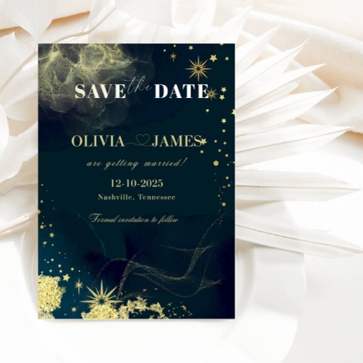 Celestial Blue Galaxy Save the Date Wedding Kaart