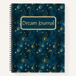 Celestial Blue & Gold Sterrennacht Dream Journal Notitieboek