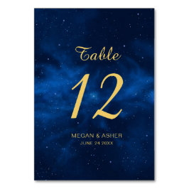 Celestial Blue Gold Universe Wedding Kaart