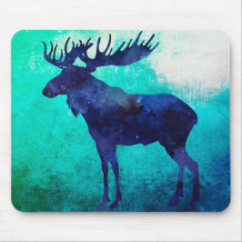 Celestial Blue Moose Silhouette Muismat