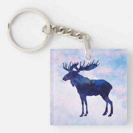 Celestial Blue Moose Silhouette Sleutelhanger