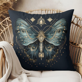 Celestial Blue Moth Witchmas Throw Pillow Kussen